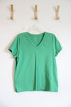 L.L. Bean Green V-Neck Cotton Shirt | L
