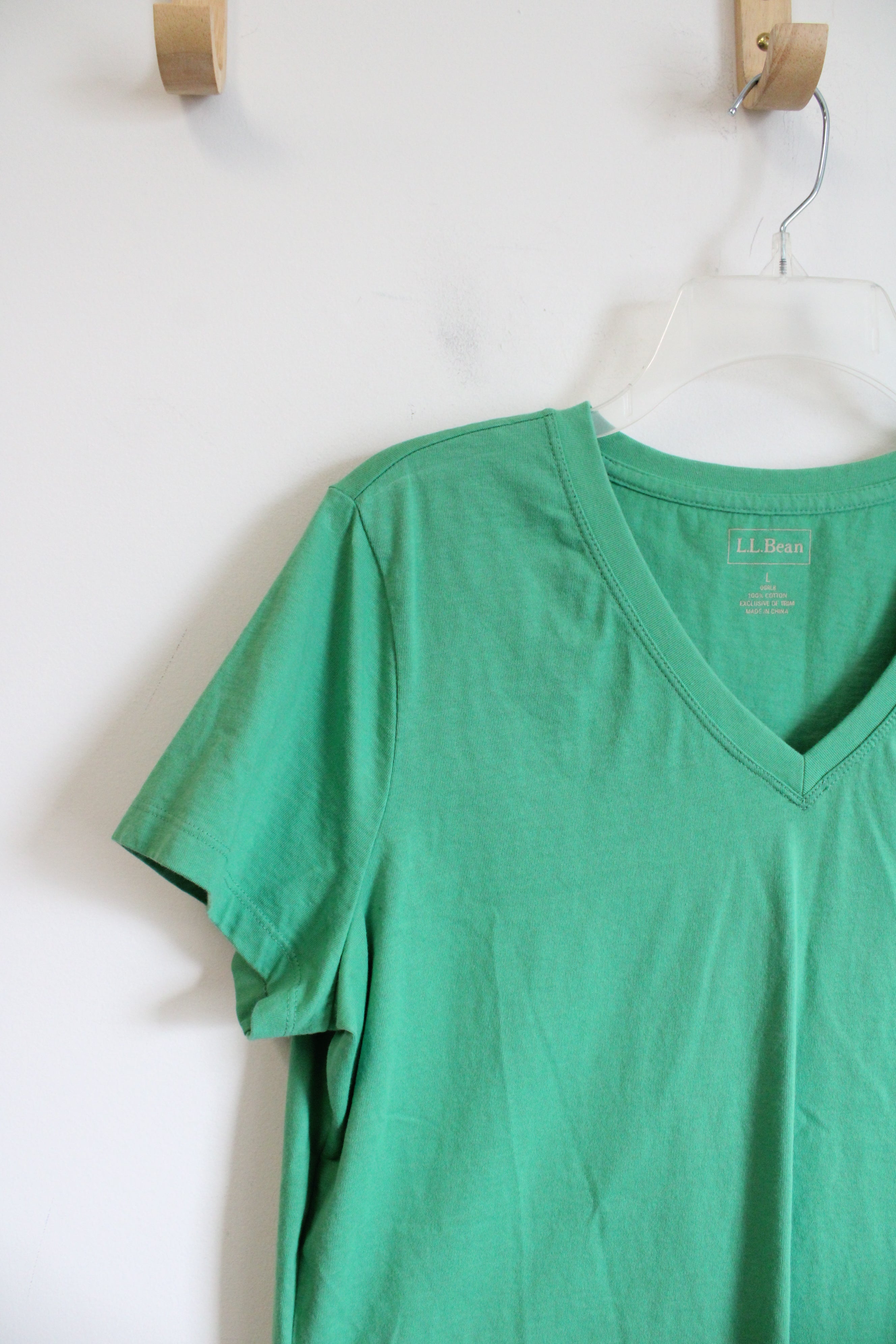 L.L. Bean Green V-Neck Cotton Shirt | L