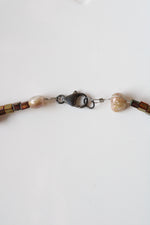 Genuine Pearl Glass Beaded Mother Of Pearl Shell Necklace
