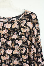 Jason Wu Black and Gold Foil Floral Print With Lace Trim Blouse | XL