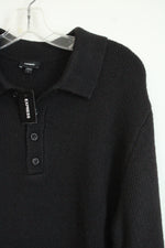 NEW Express Black Long Sleeve Knit Polo Sweater | L