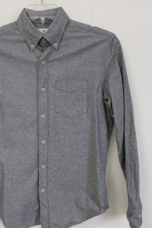 Calvin Klein Seriously Soft Classic Fit Gray Flannel Button Down Shirt | XS