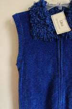 NEW Lisa International Cobalt Blue Chenille Zip Up Vest | S
