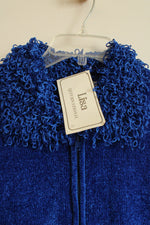 NEW Lisa International Cobalt Blue Chenille Zip Up Vest | S