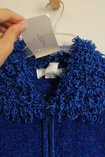 NEW Lisa International Cobalt Blue Chenille Zip Up Vest | S