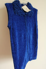 NEW Lisa International Cobalt Blue Chenille Zip Up Vest | S