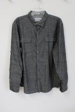 Calvin Klein Body Fit Dark Gray Cotton Button Down Shirt | XL