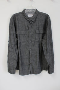 Calvin Klein Body Fit Dark Gray Cotton Button Down Shirt | XL