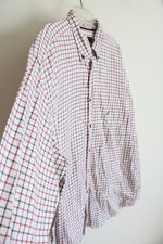 Nautica White Black & Red Plaid Button Down Shirt | XXL