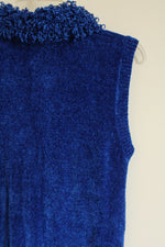 NEW Lisa International Cobalt Blue Chenille Zip Up Vest | S