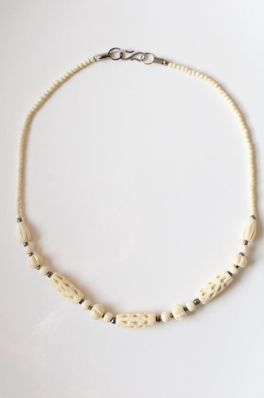 Hand Carved Bone Beaded Necklace