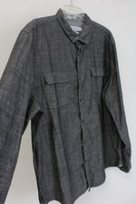 Calvin Klein Body Fit Dark Gray Cotton Button Down Shirt | XL