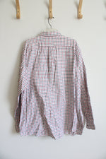 Nautica White Black & Red Plaid Button Down Shirt | XXL