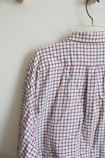 Nautica White Black & Red Plaid Button Down Shirt | XXL