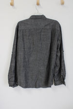 Calvin Klein Body Fit Dark Gray Cotton Button Down Shirt | XL