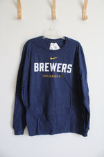 NEW Nike MLB Milwaukee Brewers Navy Long Sleeved Shirt | XL