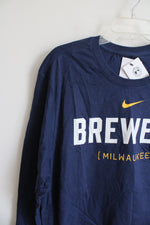 NEW Nike MLB Milwaukee Brewers Navy Long Sleeved Shirt | XL