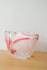 Crystal Clear Red Painted Cut Glass Oval Shaped Dish