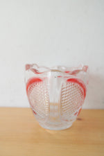 Crystal Clear Red Painted Cut Glass Oval Shaped Dish