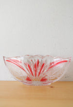 Crystal Clear Red Painted Cut Glass Oval Shaped Dish