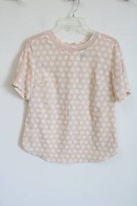 Ann Taylor Light Pink Polka Dot Top | S