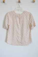 Ann Taylor Light Pink Polka Dot Top | S
