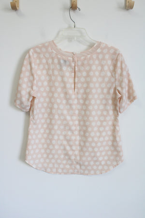 Ann Taylor Light Pink Polka Dot Top | S