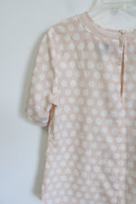 Ann Taylor Light Pink Polka Dot Top | S