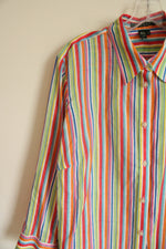 Ralph Lauren Rainbow Striped Linen Button Down Shirt | 1X