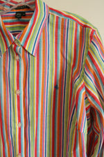Ralph Lauren Rainbow Striped Linen Button Down Shirt | 1X