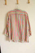 Ralph Lauren Rainbow Striped Linen Button Down Shirt | 1X
