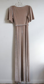 Baltic Born Meghan Velvet Beige Wrap Maxi Dress | S