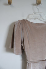 Baltic Born Meghan Velvet Beige Wrap Maxi Dress | S