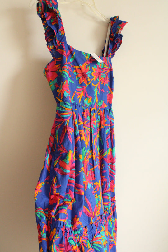 NEW J.Crew Cobalt Blue Tropical Floral Cotton Dress | 8