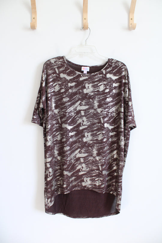 LuLaRoe Brown & Gray Shimmer Tunic Top | S