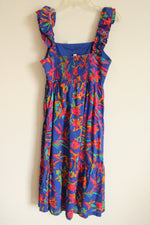 NEW J.Crew Cobalt Blue Tropical Floral Cotton Dress | 8