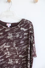 LuLaRoe Brown & Gray Shimmer Tunic Top | S