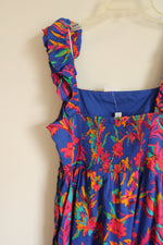 NEW J.Crew Cobalt Blue Tropical Floral Cotton Dress | 8