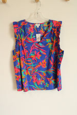 NEW J.Crew Cobalt Blue Tropical Floral Cotton Top | MED