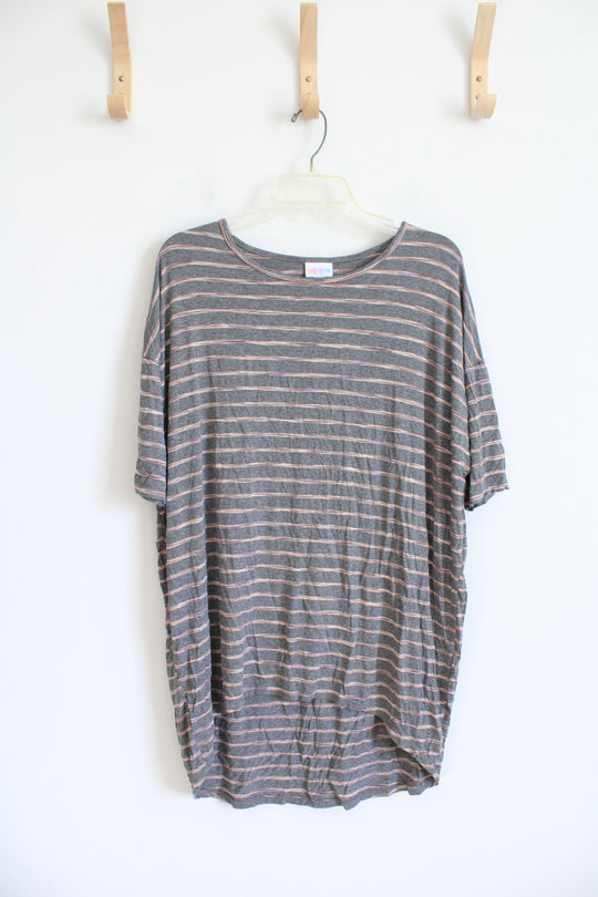 LuLaRoe Gray Striped Tunic Top | S