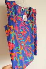 NEW J.Crew Cobalt Blue Tropical Floral Cotton Top | MED