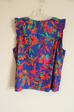 NEW J.Crew Cobalt Blue Tropical Floral Cotton Top | MED