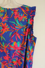 NEW J.Crew Cobalt Blue Tropical Floral Cotton Top | MED