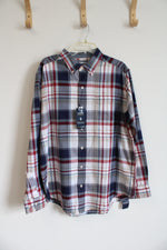 NWT Haggar Plaid Long Sleeve Button Down | L