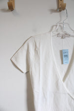 NEW LOFT Cream Wrap Knit Top | XXS Petite