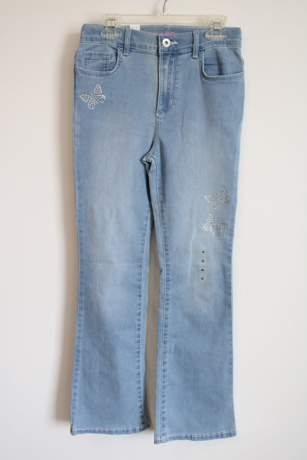 NEW Children's Place Flare Light Wash Bedazzled Jeans | 12