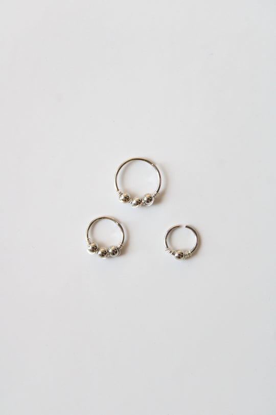 Sterling Silver Beaded Piercing Hoops | Set Of 3