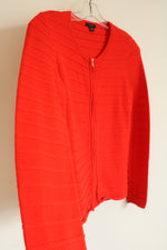 Ann Taylor Poppy Red Rib Zip Up Cardigan | S