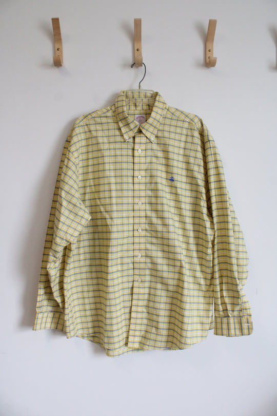 Brook Brothers Long Sleeve Plaid Yellow Button Down | XL