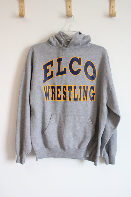 Jerzees Gray Elco Wrestling Falcons Hoodie | L